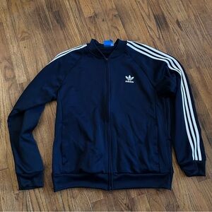 Adidas Navy Track Jacket with White Stripes